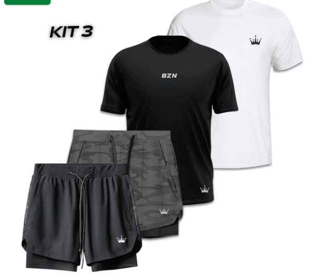 - KIT 2 Shorts Dry de Compressão + 2 Camisetas Dry Fit